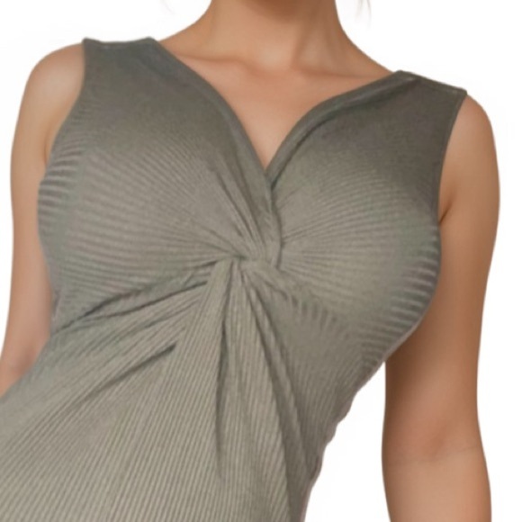 Y2K Only Hearts N.Y.C. Helena Stuart Stretch Ribbed Twisted Knot Midi Dress VTG - Picture 4 of 12